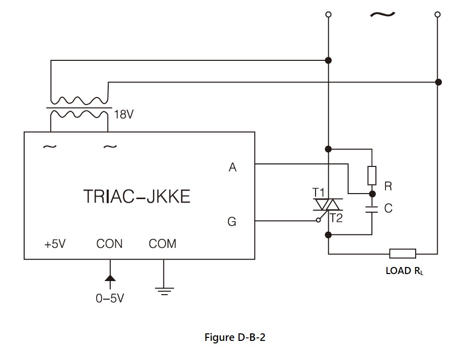 接线图 -  SCR JKK / TRIAC JKK系列与RC电路和TRIAC
