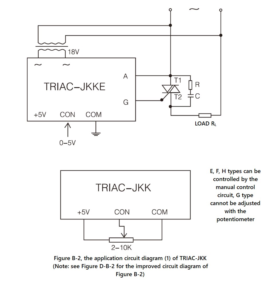 接线图 -  SCR JKK / TRIAC JKK系列与RC电路和TRIAC